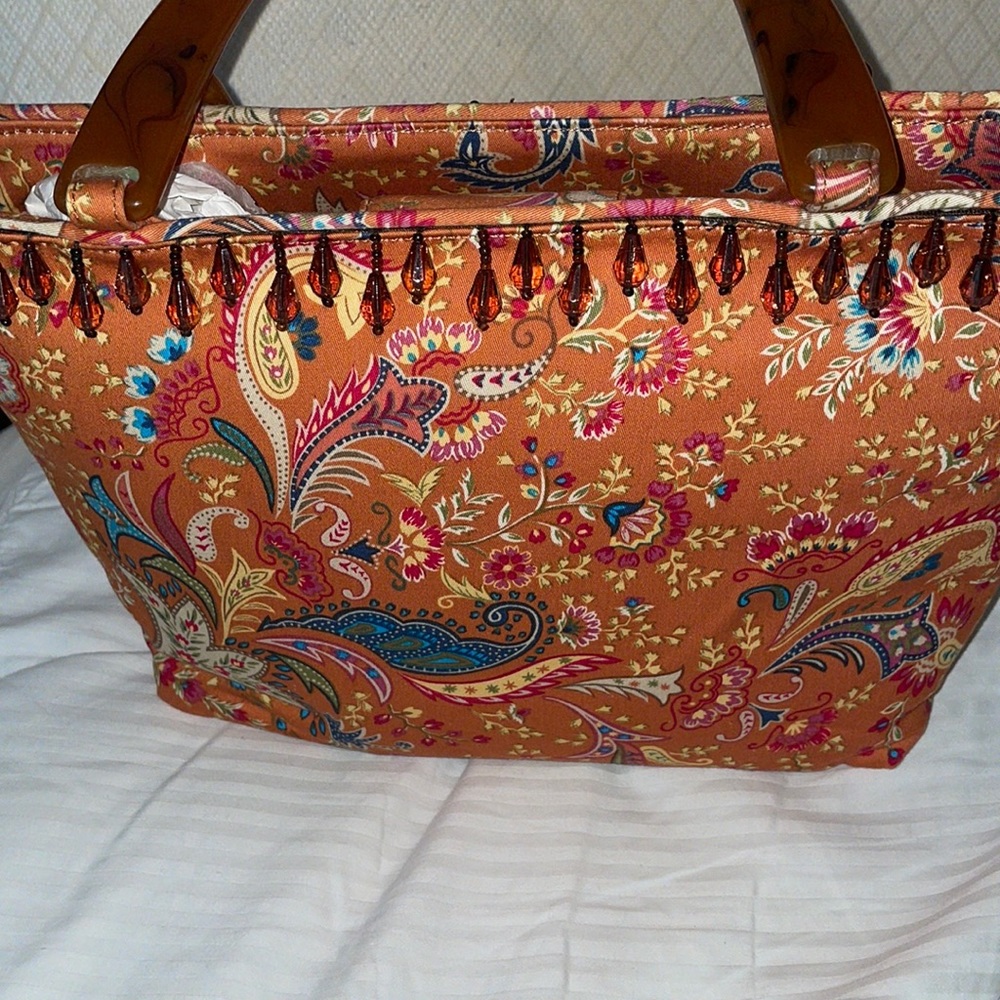 Talbots Persimmon Orange Paisley Purse/bag